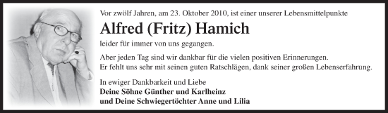 Traueranzeige von Alfred Hamich von Siegener Zeitung