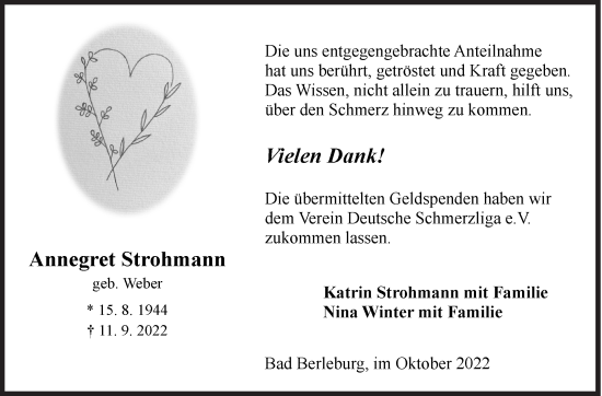 Traueranzeige von Annegret Strohmann von Siegener Zeitung