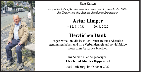 Traueranzeige von Artur Limper von Siegener Zeitung