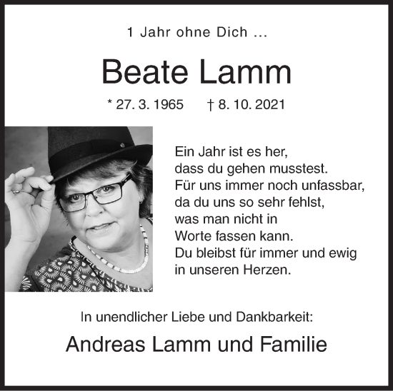 Traueranzeige von Beate Lamm von Siegener Zeitung