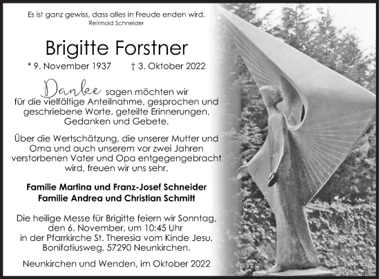 Traueranzeige von Brigitte Forstner von Siegener Zeitung