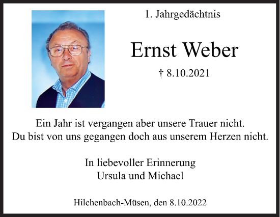 Traueranzeige von Ernst Weber von Siegener Zeitung