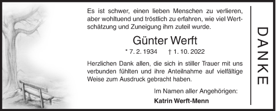Traueranzeige von Günter Werft von Siegener Zeitung