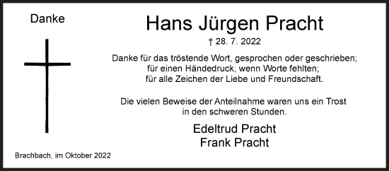 Traueranzeige von Hans Jürgen Pracht von Siegener Zeitung