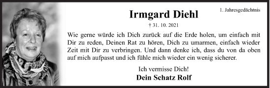 Traueranzeige von Irmgard Diehl von Siegener Zeitung