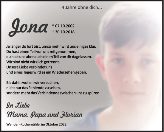 Traueranzeige von Jona Kaufmann von Siegener Zeitung