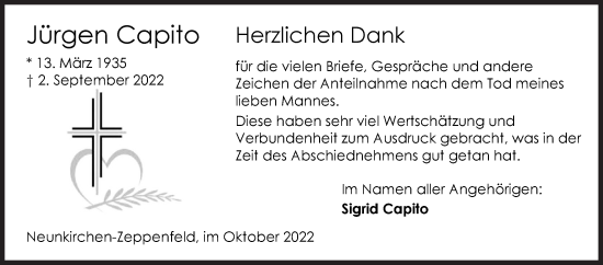 Traueranzeige von Jürgen Capito von Siegener Zeitung