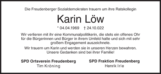 Traueranzeige von Karin Löw von Siegener Zeitung