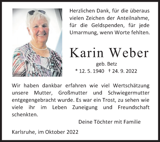Traueranzeige von Karin Weber von Siegener Zeitung