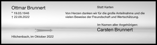 Traueranzeige von Ottmar Brunnert von Siegener Zeitung