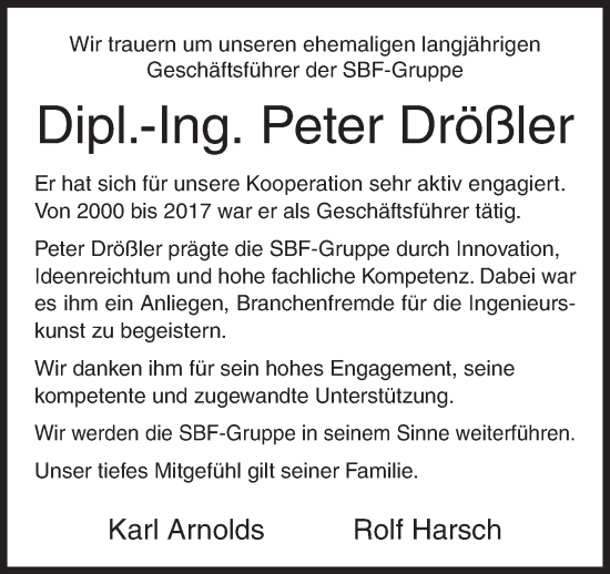 Traueranzeige von Peter Drößler von Siegener Zeitung