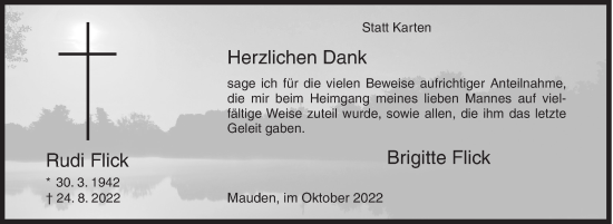 Traueranzeige von Rudi Flick von Siegener Zeitung