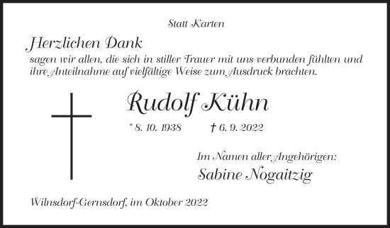 Traueranzeige von Rudolf Kühn von Siegener Zeitung