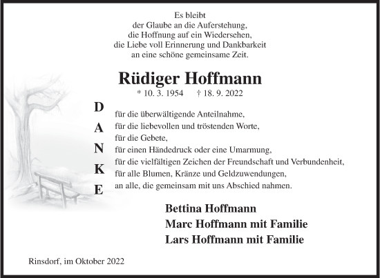 Traueranzeige von Rüdiger Hoffmann von Siegener Zeitung