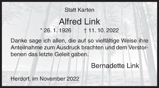 Traueranzeige von Alfred Link von Siegener Zeitung