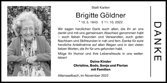 Traueranzeige von Brigitte Göldner von Siegener Zeitung