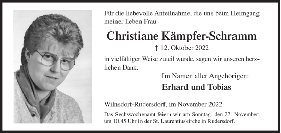 Traueranzeige von Christiane Kämpfer-Schramm von Siegener Zeitung