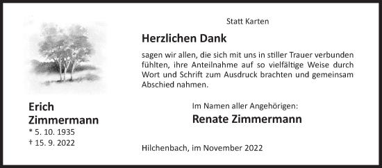 Traueranzeige von Erich Zimmermann von Siegener Zeitung