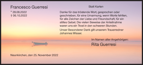 Traueranzeige von Francesco Guerresi von Siegener Zeitung