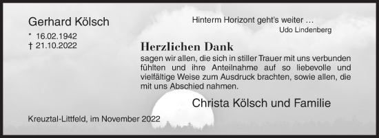 Traueranzeige von Gerhard Kölsch von Siegener Zeitung
