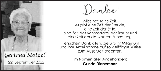 Traueranzeige von Gertrud Stötzel von Siegener Zeitung