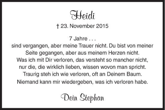 Traueranzeige von Heidi Kircheiß von Siegener Zeitung