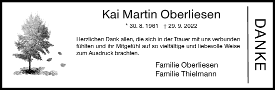 Traueranzeige von Kai Martin Oberliesen von Siegener Zeitung