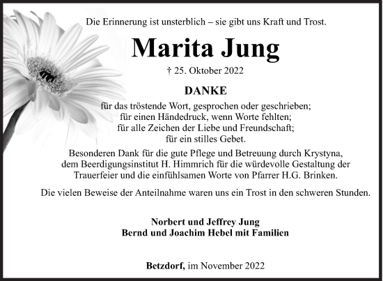 Traueranzeige von Marita Jung von Siegener Zeitung