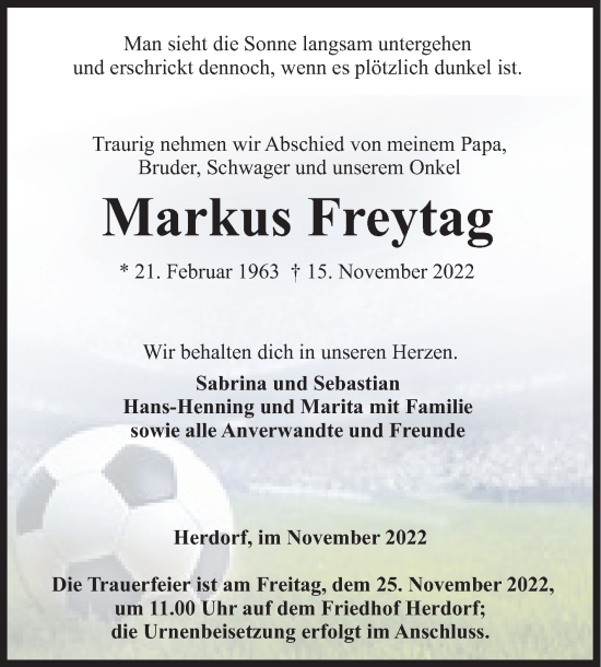 Traueranzeige von Markus Freytag von Siegener Zeitung
