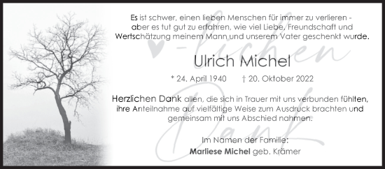 Traueranzeige von Ulrich Michel von Siegener Zeitung