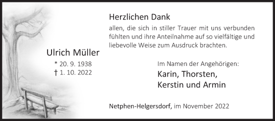 Traueranzeige von Ulrich Müller von Siegener Zeitung