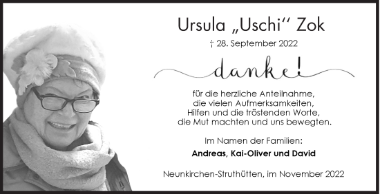 Traueranzeige von Ursula Zok von Siegener Zeitung