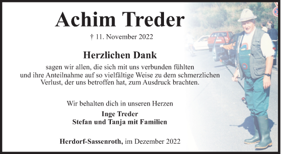 Traueranzeige von Achim Treder von Siegener Zeitung