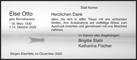 Traueranzeige von Else Otto von Siegener Zeitung