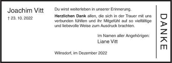 Traueranzeige von Joachim Vitt von Siegener Zeitung