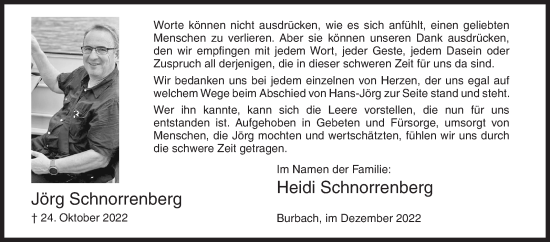 Traueranzeige von Jörg Schnorrenberg von Siegener Zeitung