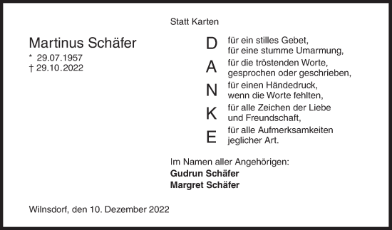 Traueranzeige von Martinus Schäfer von Siegener Zeitung