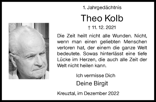 Traueranzeige von Theo Kolb von Siegener Zeitung