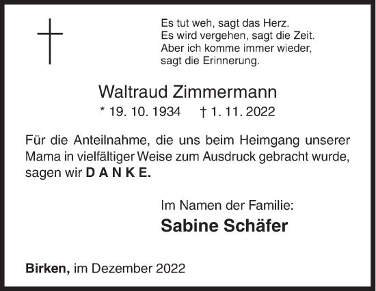 Traueranzeige von Waltraud Zimmermann von Siegener Zeitung