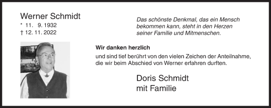 Traueranzeige von Werner Schmidt von Siegener Zeitung