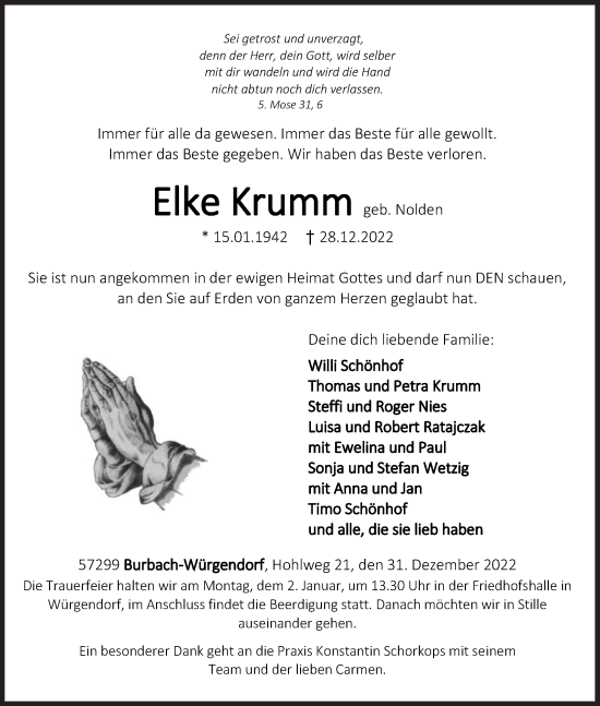 Traueranzeige von Willi Schönhof von Siegener Zeitung