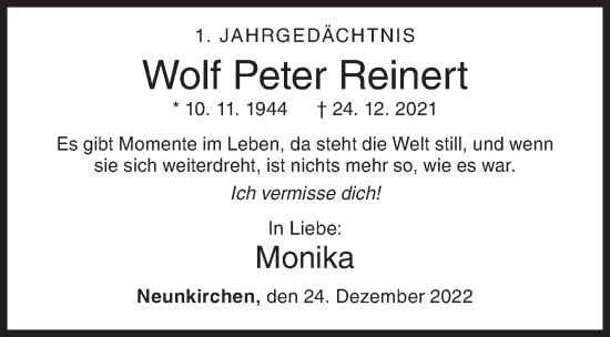 Traueranzeige von Wolf Peter Reinert von Siegener Zeitung