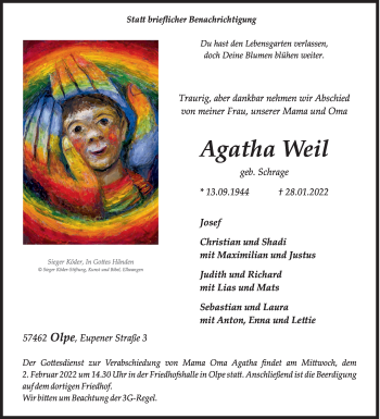 Traueranzeige von Agatha Weil von Siegener Zeitung