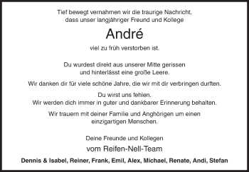 Traueranzeige von André  von Siegener Zeitung