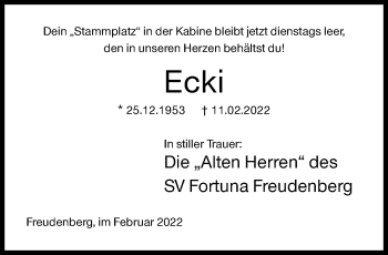 Traueranzeige von Ecki  von Siegener Zeitung