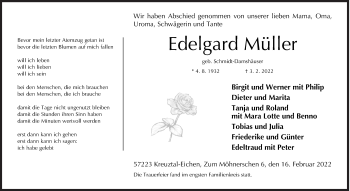 Traueranzeige von Edelgard Müller von Siegener Zeitung