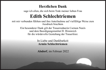 Traueranzeige von Edith Schlechtriemen von Siegener Zeitung