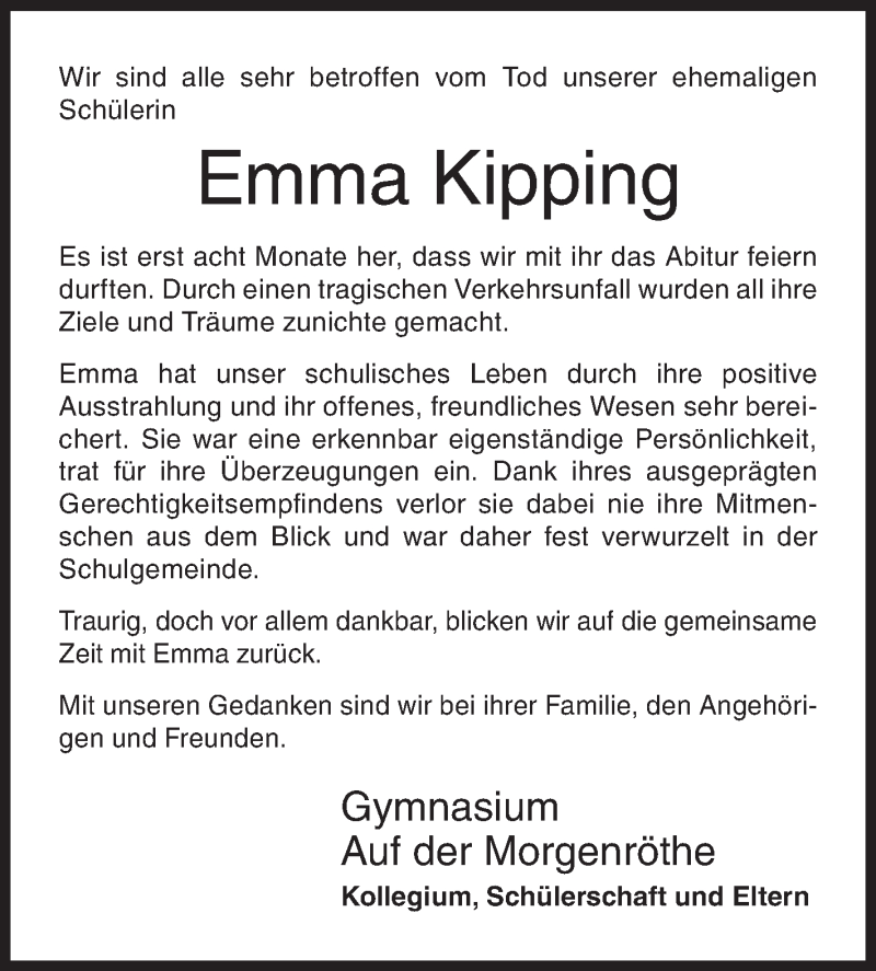  Traueranzeige für Emma Kipping vom 17.02.2022 aus Siegener Zeitung
