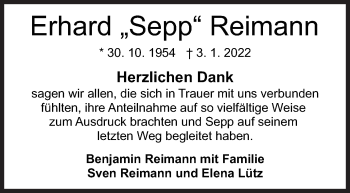 Traueranzeige von Erhard Reimann von Siegener Zeitung