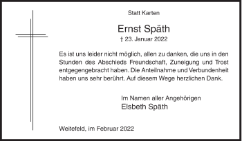 Traueranzeige von Ernst Späth von Siegener Zeitung